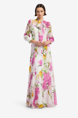 Lilith Tie Neck Maxi Dress - Floral Pear Print
