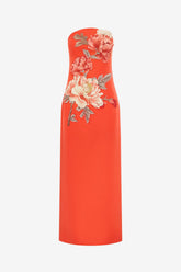 Ava Appliqué Floral Bustier Maxi Dress - Saffron