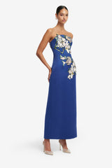 Ava Appliqué Floral Bustier Maxi Dress - Midnight