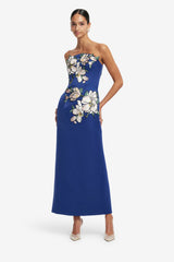 Ava Appliqué Floral Bustier Maxi Dress - Midnight