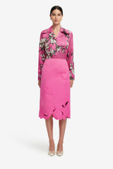 Carly Appliqué Midi Skirt - Pink