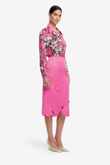 Sandra Silk Blouse - Pink Magnolia Print