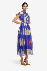 Grace Flutter Sleeve Midi Dress - Pear Print