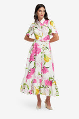 Becca Short Sleeve Midi Dress - Floral Pear Print
