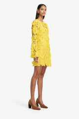 Suzanne Lace Bell Sleeve Mini Dress - Sunshine