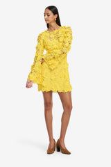 Suzanne Lace Bell Sleeve Mini Dress - Sunshine