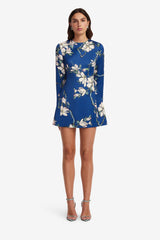 Aliza Long Sleeve Petal Mini Dress - Midnight Magnolia Print