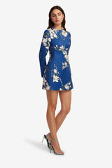 Aliza Long Sleeve Petal Mini Dress - Midnight Magnolia Print