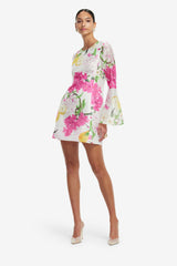 Suzanne Bell Sleeve Mini Dress - Floral Pear Print
