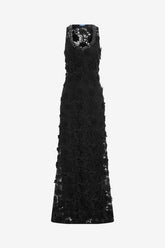 Helena Lace Embellished Maxi Dress - Ebony