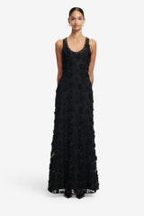 Helena Lace Embellished Maxi Dress - Ebony