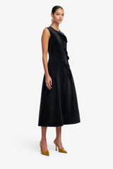 Cleo Velvet Sleeveless Midi Dress - Ebony