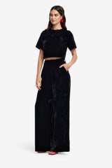Indie Velvet Sleeve Top - Ebony