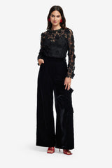 Ines Lace Embellished Top - Ebony