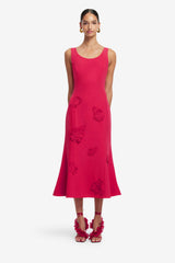 Emily Appliqué Midi Dress - Scarlet