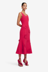 Emily Appliqué Midi Dress - Scarlet