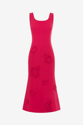 Emily Appliqué Midi Dress - Scarlet