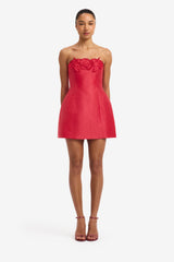 Rosario Linen Bustier Mini Dress - Scarlet