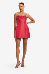 Rosario Linen Bustier Mini Dress - Scarlet