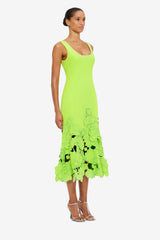 Emily Appliqué Midi Dress - Lime