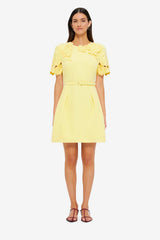 Aurelie Appliqué Short Sleeve Mini Dress - Sorbet Yellow