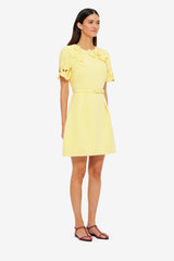 Aurelie Appliqué Short Sleeve Mini Dress - Sorbet Yellow