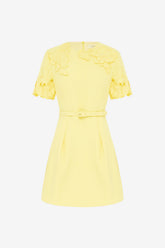 Aurelie Appliqué Short Sleeve Mini Dress - Sorbet Yellow