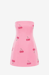 Roselle Embellished Bustier Mini Dress - Pink Cherry Beading