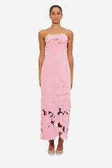 Rayna Appliqué Bustier Maxi Dress - Flamingo