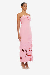 Rayna Appliqué Bustier Maxi Dress - Flamingo