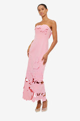 Rayna Appliqué Bustier Maxi Dress - Flamingo