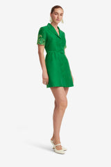 Brigitte Appliqué Mini Dress - Verdant