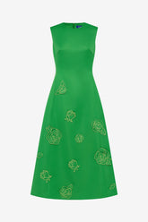 Cleo Appliqué Sleeveless Midi Dress - Verdant