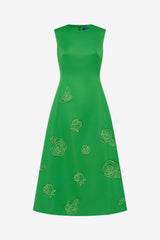 Cleo Appliqué Sleeveless Midi Dress - Verdant