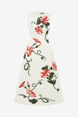 Cleo Appliqué Sleeveless Midi Dress - Vine Print in Snow