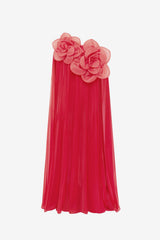 Jaclyn Draped Floor Length Dress - Scarlet