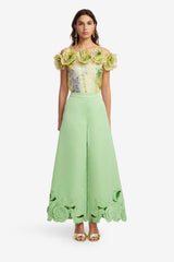 Theodora Appliqué Pants - Juniper Green