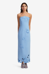 Rayna Appliqué Bustier Maxi Dress - Pastel Blue