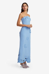 Rayna Appliqué Bustier Maxi Dress - Pastel Blue