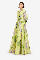 Josephine Silk Gown - Wisteria Print