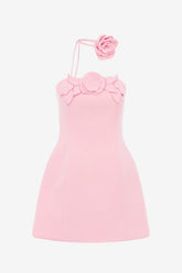 Roselle Appliqué Bustier Mini Dress - Blush Pink