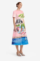 Caroline Short Sleeve Midi Dress - Riviera Print