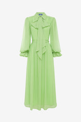Cassie Tie Neck Midi Dress - Juniper Green
