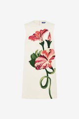 Yvonne Appliqué Floral Mini Dress - Vine Print in Snow