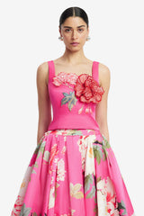 Isadora Appliqué Top - Peony Print in Fuchsia