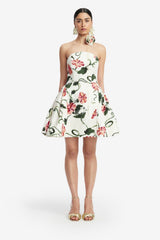 Reese Bustier Mini Dress - Vine Print in Snow