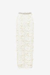 Kyra Embellished Lace Maxi Skirt - Snow