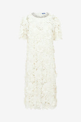 Sheridan Embellished Lace Midi Dress - Snow