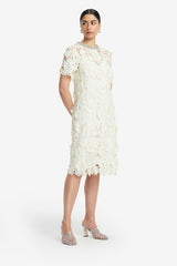 Sheridan Embellished Lace Midi Dress - Snow