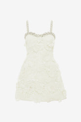Sophia Embellished Lace Mini Dress - Snow
